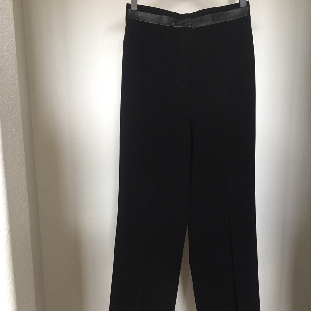 Black trouser pant-Long! Leather waist detail